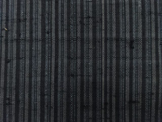  アンティーク　手織り節紬　縞模様織り出し　着尺反物